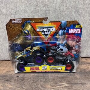 Monster Jam Marvel Thanos vs Thor 2 Pack DieCast Monster Truck 1:64 NEW